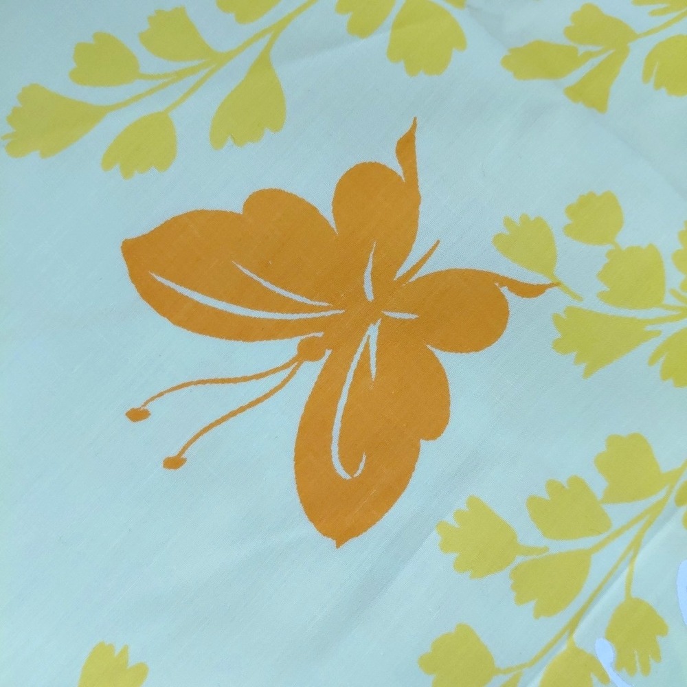 VTG Montgomery Ward Top Sheet Bedding TWIN Yellow Butterfly Fairy Retro Cottage - Picture 6 of 6